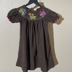 Charming Brown Kids Dress with Embroidery